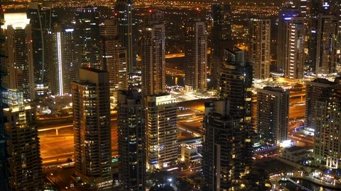 Citscape View of High Rise Skyscraper Buildings in Business District Video stock 103208051