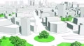 City 3d Abstract Model. Birds Eye View. Seamless Loop. Camera moves back. 4k or 4k+ Resolution
