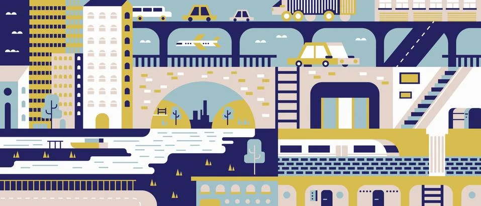 City abstract background flat Stock Illustration