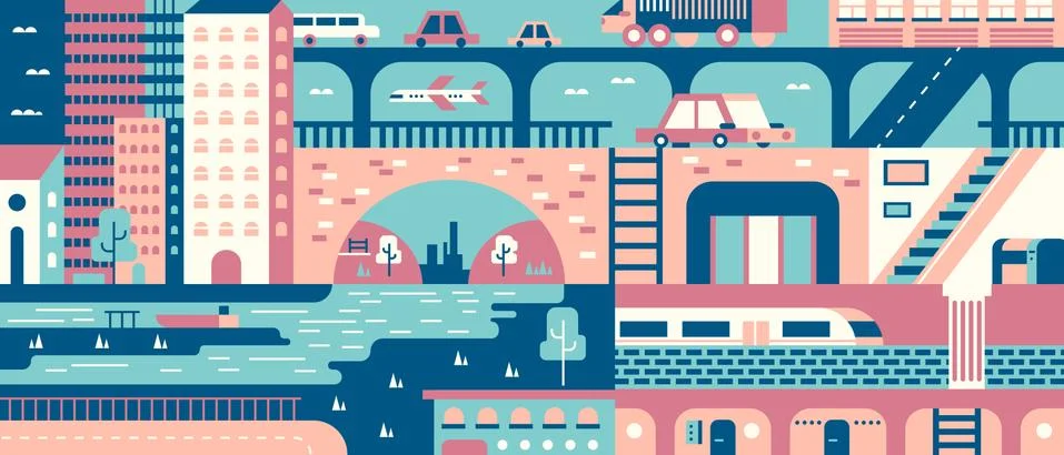 City abstract background flat Stock Illustration