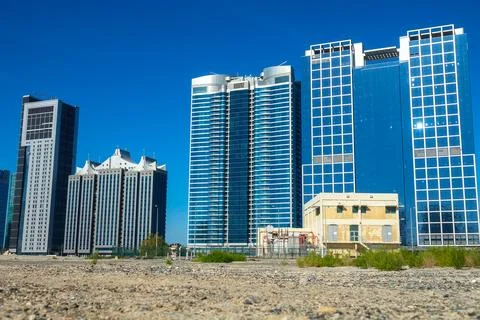 The city Abu Dhabi satellite developments Stock Photos