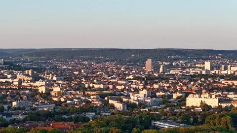City Aerial Hyperlapse at sunset (Nancy, France) Stock-Footage 250037101