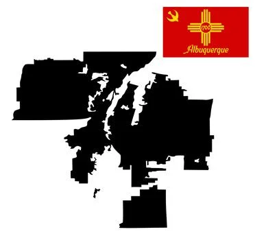 City Albuquerque map flag vector silhouette Ilustração Stock
