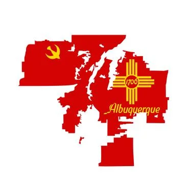 City Albuquerque map flag vector silhouette Ilustração Stock