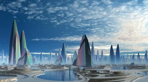 City of aliens Stock Footage