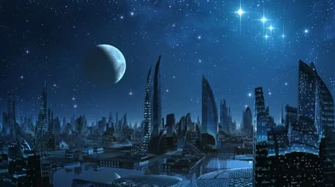 City of aliens. Vídeo Stock 9114795