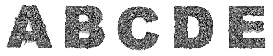 City alphabet A to E Illustrazione stock