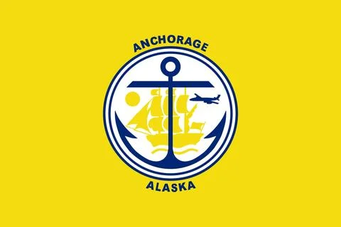 City Anchorage flag vector illustration isolated on background. Illustrazione stock