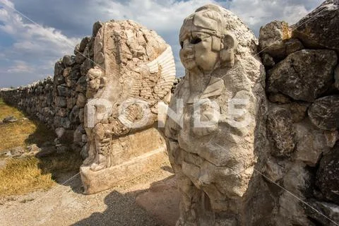 City and castle ruins from the Hittite civilization. Stock Photos