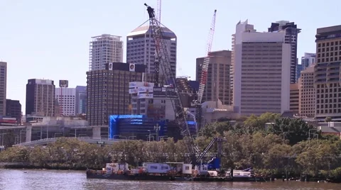 City and construction platform Stock Footage 40027752