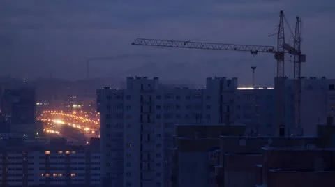 City and cranes time lapse Video stock 11019502