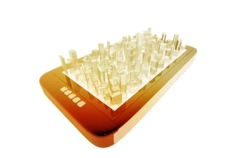 City and digital device Stock Illustration