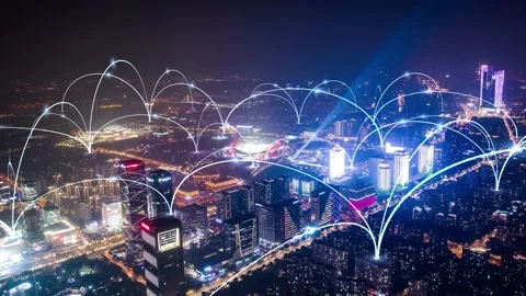 City and network connection concept.communication.smart city 스톡 동영상 146907142