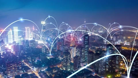 City and network connection concept.communication.smart city Stock Footage 146907165
