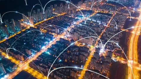 City and network connection concept.communication.smart city 스톡 동영상 146907277