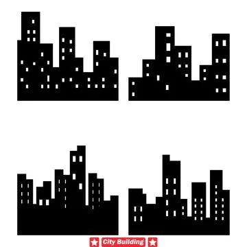 City Architecture Ensemble Vector Silhouettes for Vibrant Skylines Stock Illustration