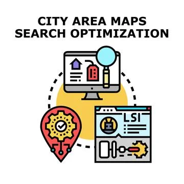 City area maps search optimization process concept Illustrazione stock