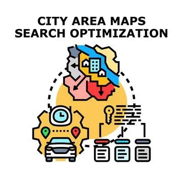 City area maps search optimization process concept Stock Illustration