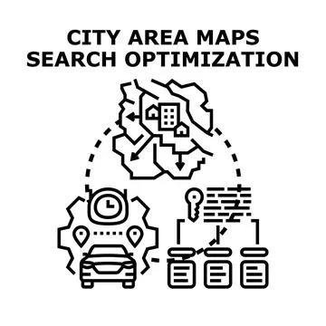 City area maps search optimization process concept Stock Illustration