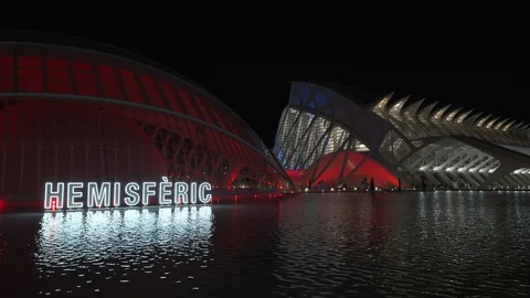 City of Arts and Sciences at night. Valencia, Spain Stock Footage 124622962