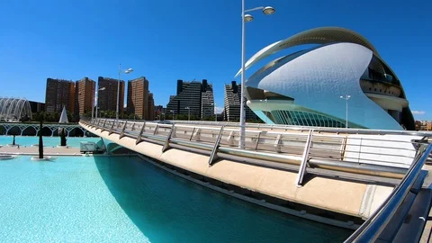 The City of Arts and Sciences of Valencia. Bridge of the Opera. Palau Arts. Stock Footage 106948932