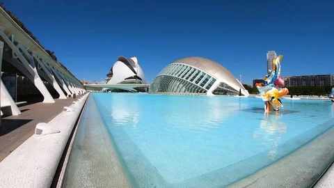 The City of Arts and Sciences of Valencia. Planetarium L'Hemisferic. Stock Footage 106949120