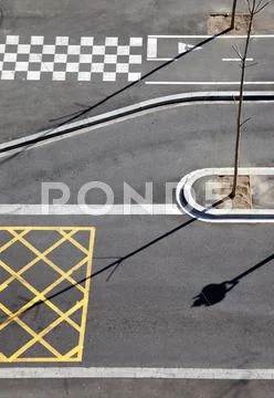 City asphalt lines and shadow aerial view Stock Photos