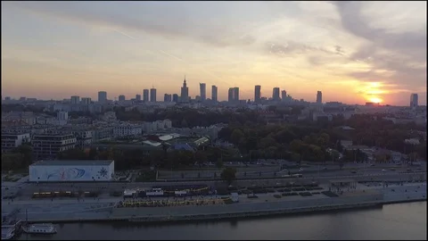 City on the background of a beautiful sunset. Stock Footage 128185638