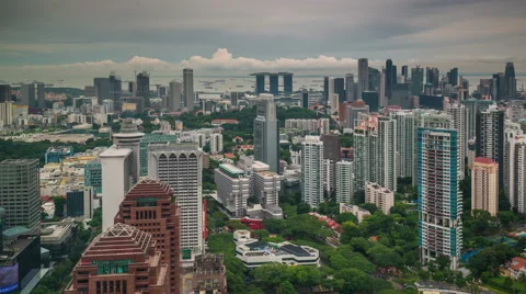 City backside panoramic city view 4k time lapse from singapore Stock Footage 46551187