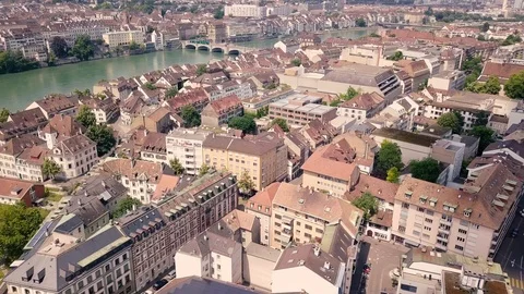 The city of Basel from above Stock Footage