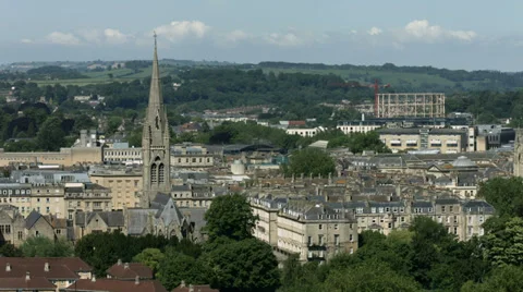 City of Bath mid shot static  with church . 4K 스톡 동영상 39740946
