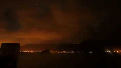 City By the Bay with lights reflecting on clouds Stock Footage 81522254