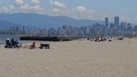 City beach with downtown at background. Video stock 154188539