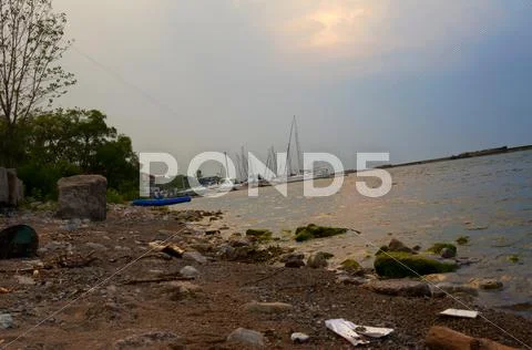 City Beach In The Evening Stock Photos