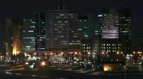City beach night Stock Footage 20512406