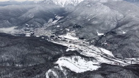 City Between Mountains In Winter Stock Footage 246945769