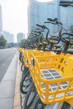 City Bike Sharing in Action Stock Photos