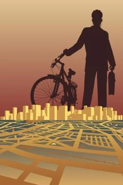 City biker Stock Illustration