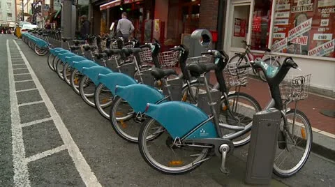 City Bikes in Operation, Dublin Stock Footage 10913335