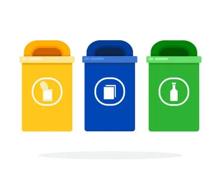 City bins for trash sorting flat isolated Stock Illustration