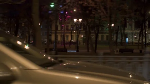 City boulevard through the side window of a moving car Stock-Footage 121449168