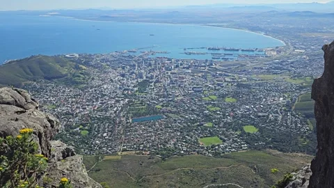 City Bowl between the Rocks, Table Mountain, Cape Town, South Africa 8K Video stock 347934652