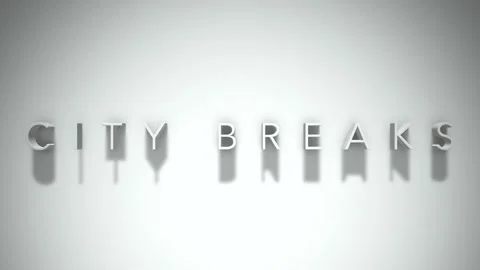City Breaks 3D title animation with shadows on a white background Stock Footage 296700438