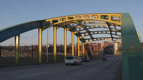 City Bridge at Sunset. Stock Footage 59990905