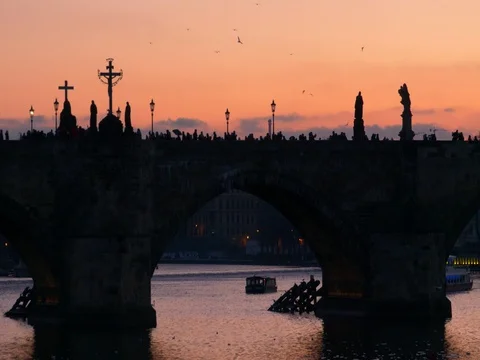 City bridge at sunset Stock Footage 83617327