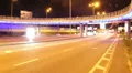 City bridge time lapse, cars drive lights colorful, red yellow HD Footage