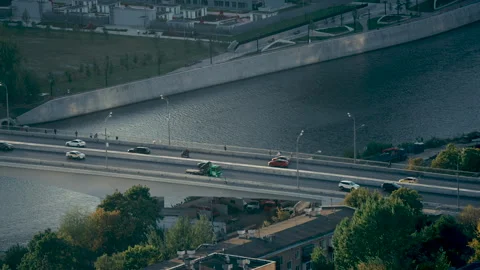 City Bridge View from Rooftop Stock Footage 320195532