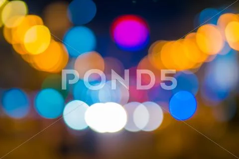 The city by bright lights bokeh background Stock Photos