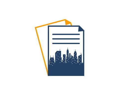 City building in the document logo Ilustración de archivo