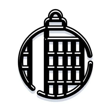 City building inside spherical decorative ornament icon Ilustración de archivo